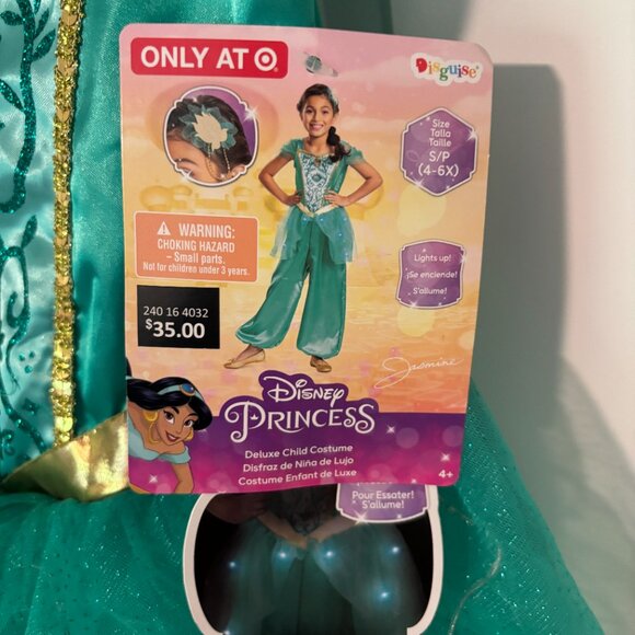 NWT Disney Princess Jasmine Deluxe Light-Up Costume Teal/Gold – Girls 4-6X - Picture 5 of 7